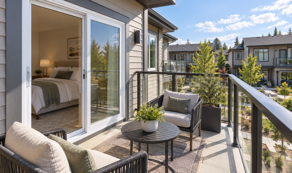 Bright townhouse balcony with sliding patio doors-6