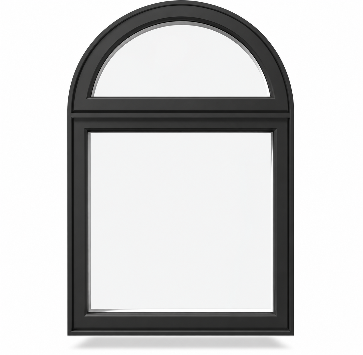 Charcoal arched picture window