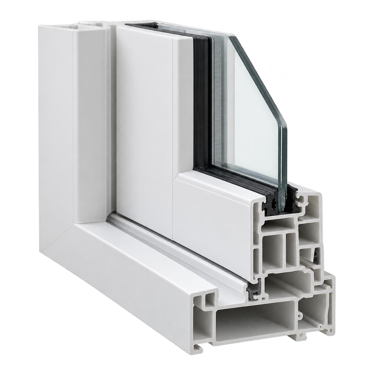 Cutaway white uPVC patio sash-12