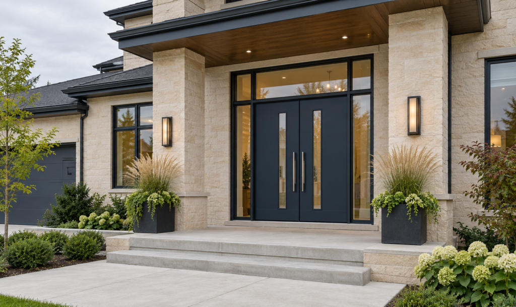 Ontario Home with Navy Double Doors