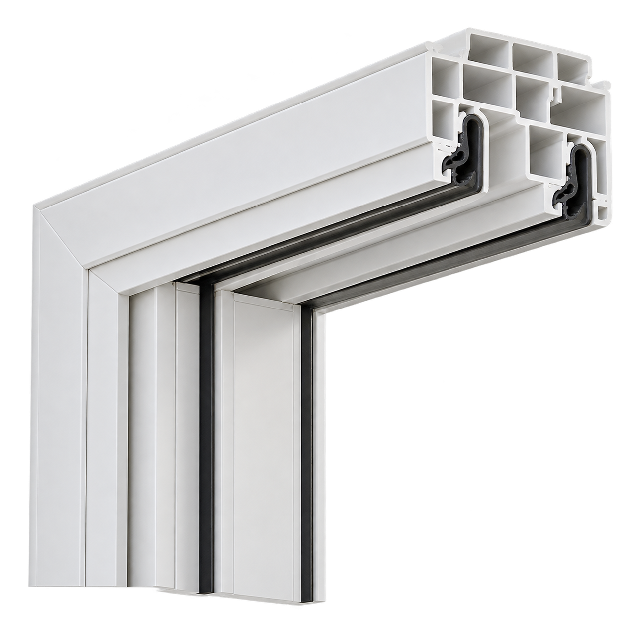 White uPVC Sliding Door Track Corner-22