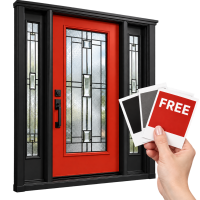 Red door and swatches, transparent cutout